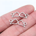 25x9mm 0.54g Zinc Alloy Hollow Heart Wings Connector Charm for DIY Bracelet Necklace Jewelry Making