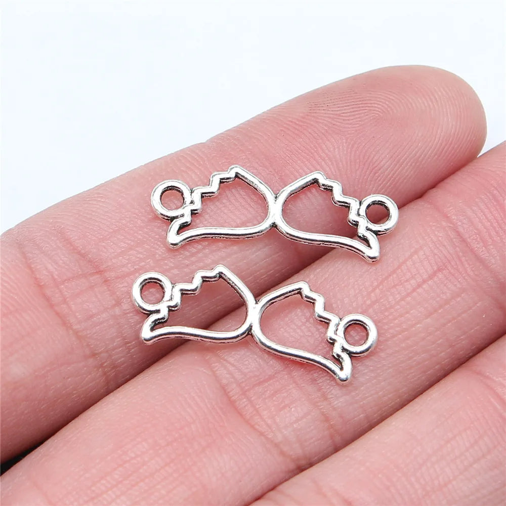 25x9mm 0.54g Zinc Alloy Hollow Heart Wings Connector Charm for DIY Bracelet Necklace Jewelry Making