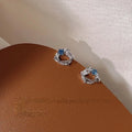 Style Micro Pave Zircon Star Universe Spaceship Copper Stud Earrings