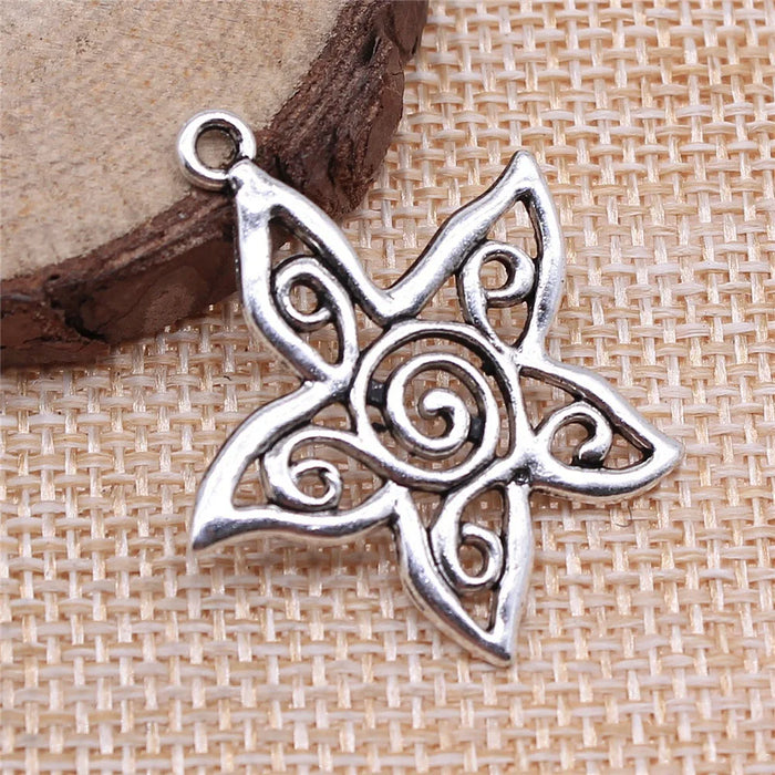 33x30mm 2.6g Zinc Alloy Hollow Carved Flower Charm Pendant for Necklace Earring DIY Making