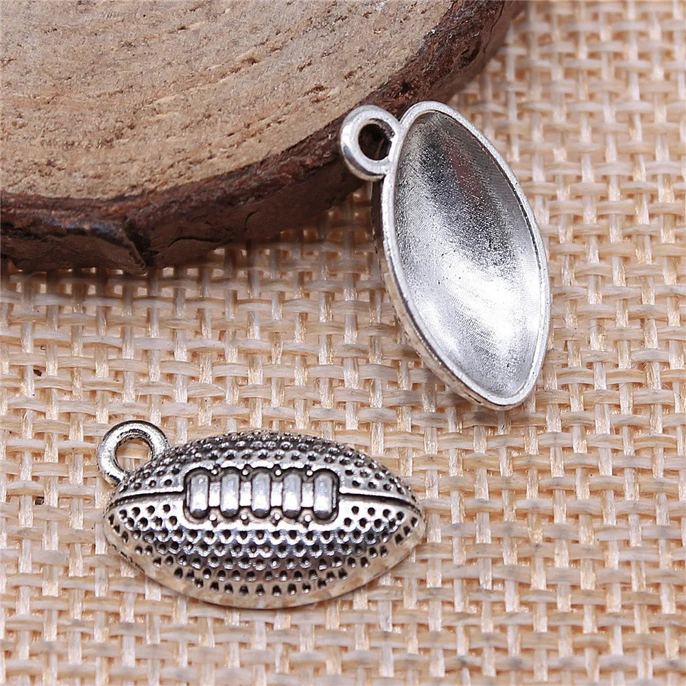 17x10mm 1.2g Multicolor Zinc Alloy Rugby Football Charm Pendant for DIY Sports Necklace Bracelet Making