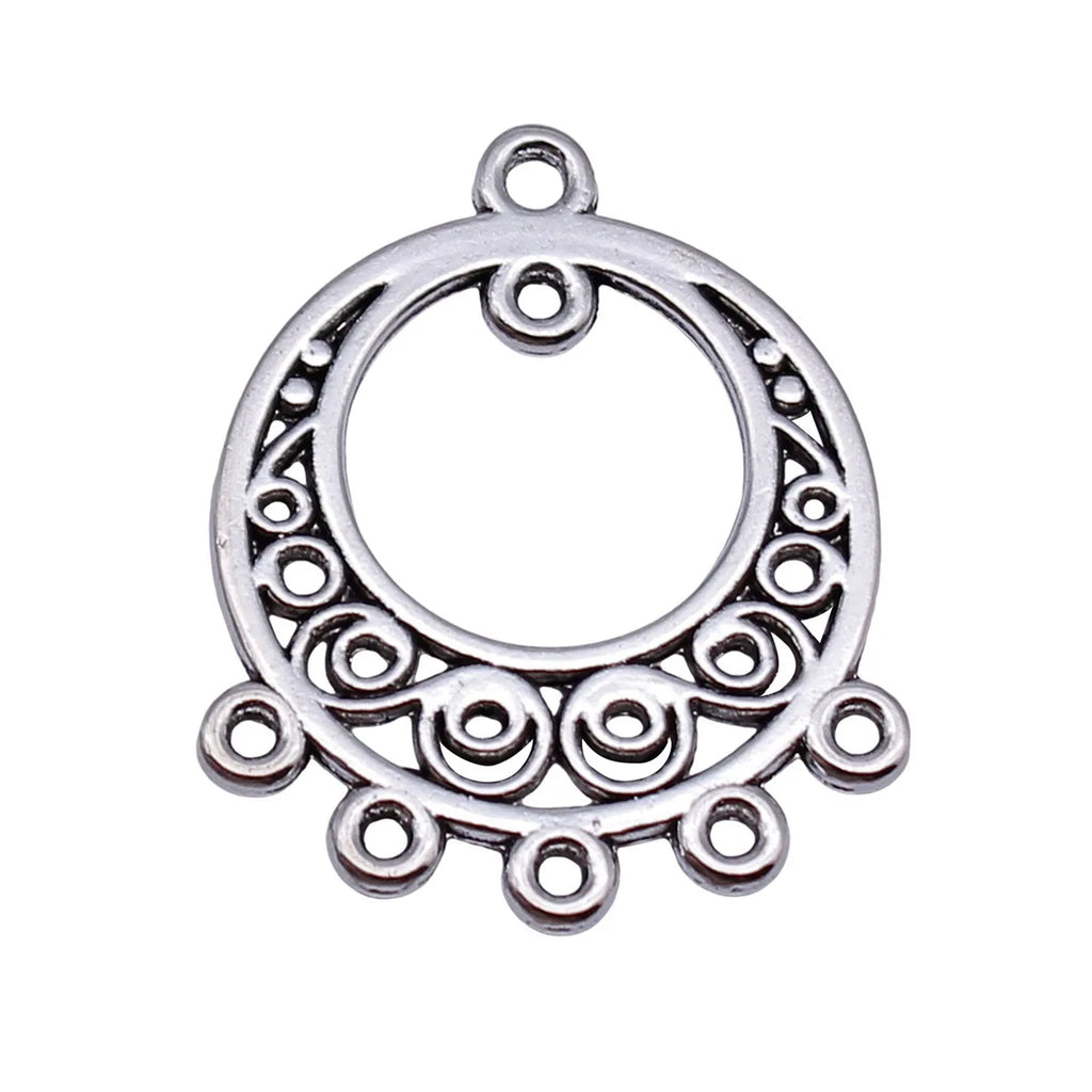 25x21mm 1.6g Antique Silver Zinc Alloy Earring Connector Charm Jewelry Findings for DIY Earring Making