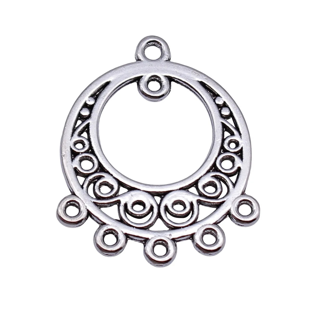 25x21mm 1.6g Antique Silver Zinc Alloy Earring Connector Charm Jewelry Findings for DIY Earring Making