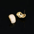 Vintage Gold Alloy Spiral Disc Geometric Enamel Stud & Clip On No Piercing Elegant Women's Earrings
