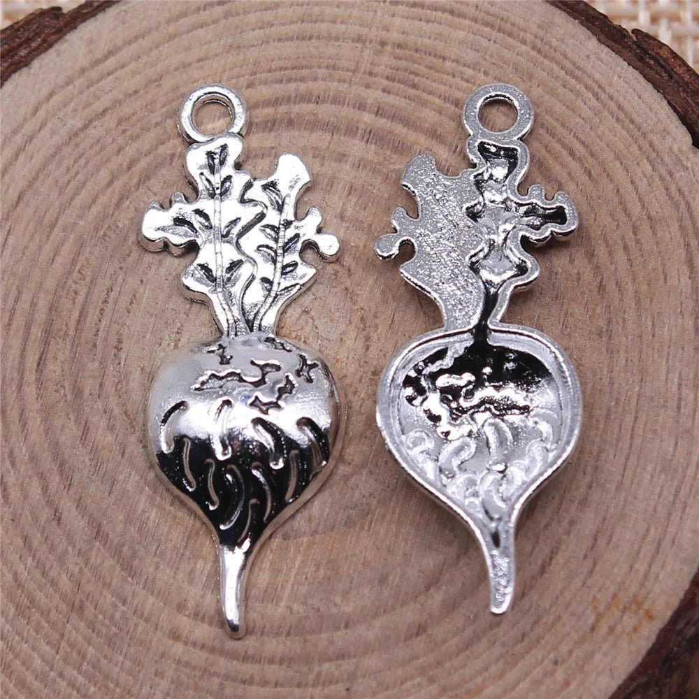 34x12mm 1.3g Antique Silver Zinc Alloy Carrot Charm Pendant for DIY Necklace Bracelet Jewelry Making