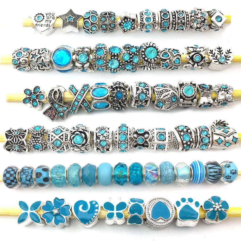 Rhinestone Zinc Alloy Large Hole Spacer Beads Loose Metal Beads for DIY Bracelet