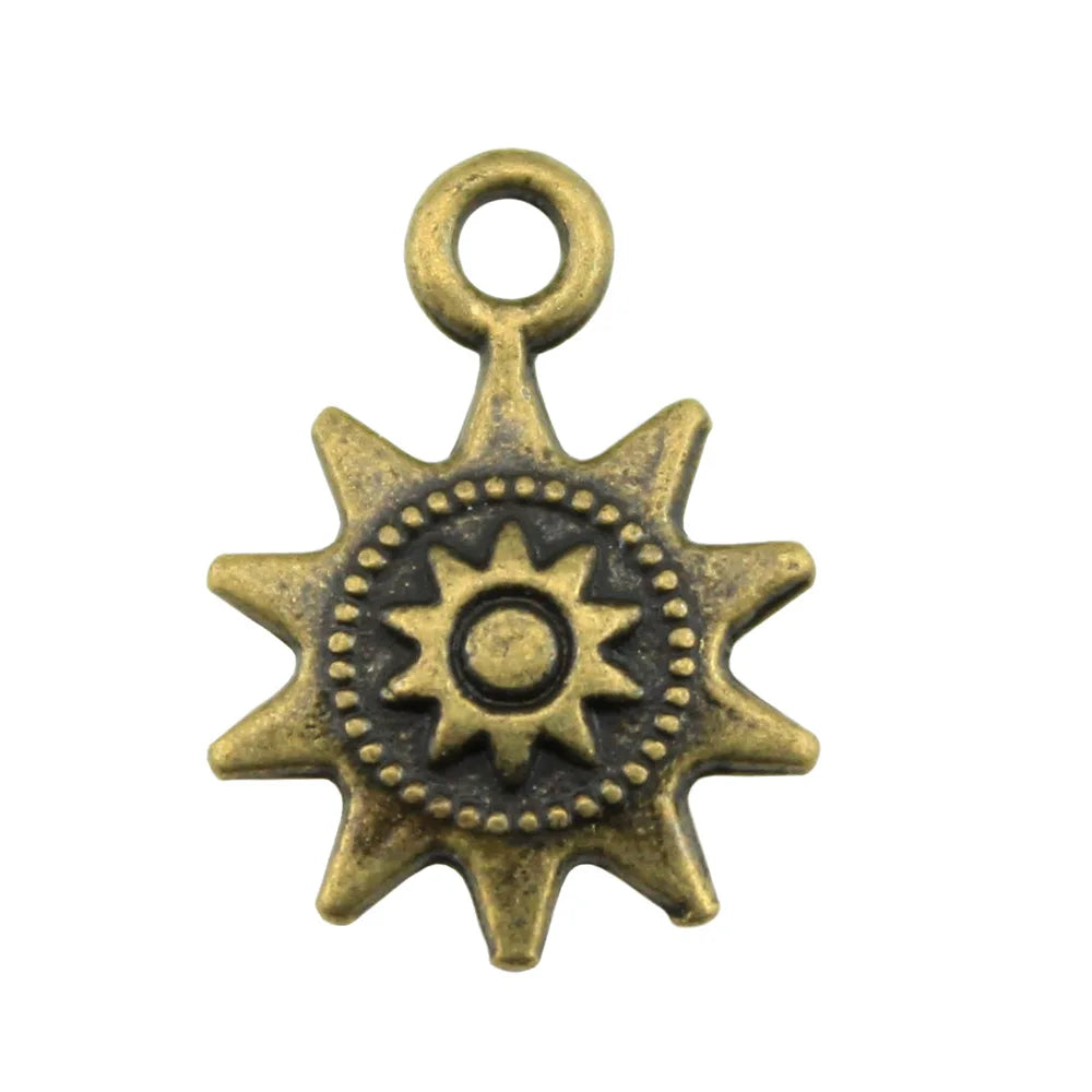 17x12mm 0.9g Multicolor Zinc Alloy Sun Charm Pendant for DIY Necklace Bracelet Jewelry Making