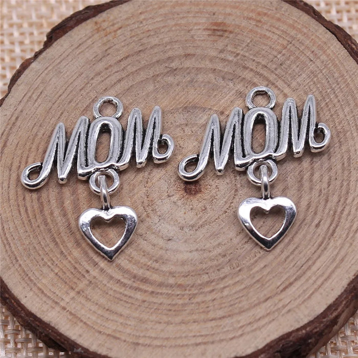 24x20mm 1.2g Zinc Alloy Heart MOM Love Charm Pendant for DIY Necklace Bracelet Jewelry Making