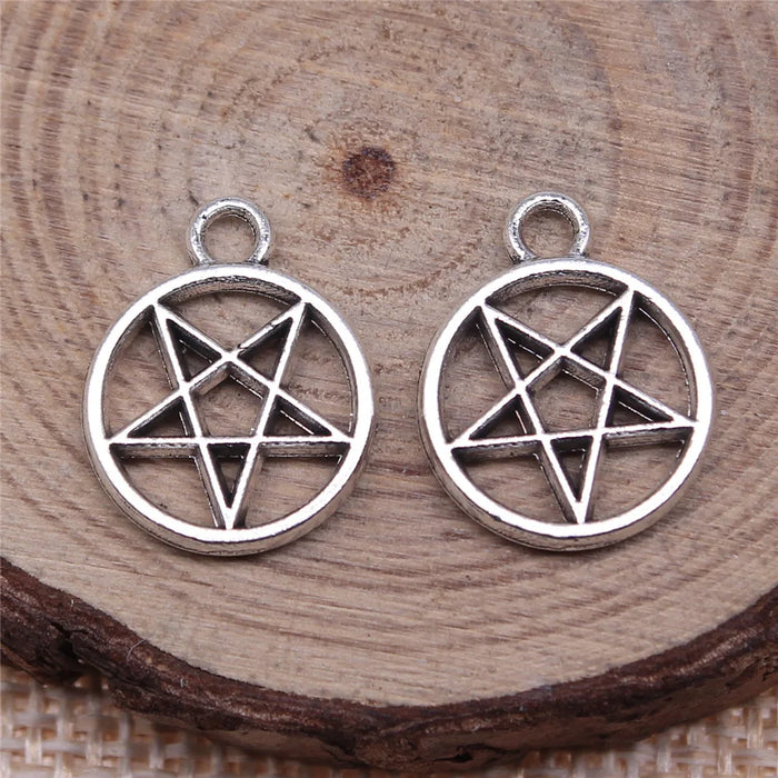13x13mm 0.95g Multicolor Zinc Alloy Round Five Point Star Charm Pendant for DIY Bracelet Necklace Making