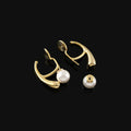 Elegant Gold Alloy Teardrop Hoop Pearl Stud & Clip On No Piercing Spiral Disc Women's Earrings