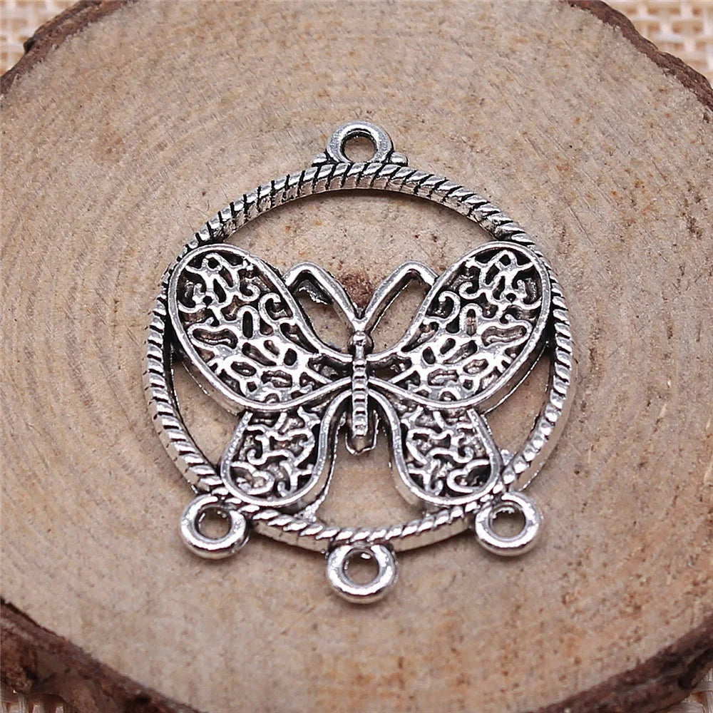 32x26mm 3.5g Multicolor Zinc Alloy Butterfly Earring Connector Charm for DIY Earrings Jewelry Making