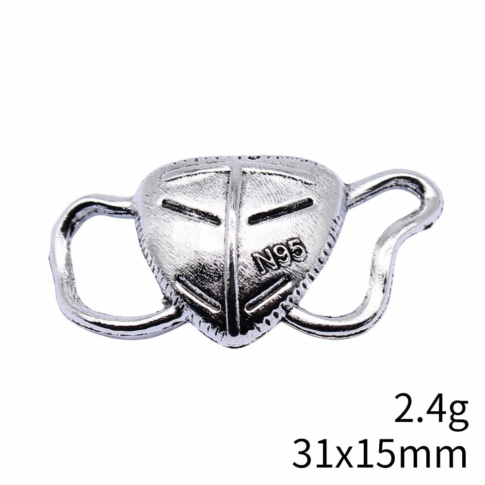 31x15mm 2.4g Antique Silver Zinc Alloy Mask Connector Charm for DIY Bracelet Necklace Jewelry Making