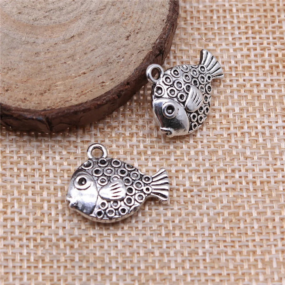 16x20mm 2.7g Antique Silver Zinc Alloy Tropical Fish Charm Pendant for Ocean Theme DIY Jewelry Making