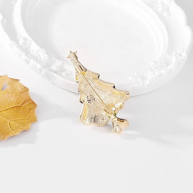 Cute Christmas Tree Enamel Alloy Rhinestone Brooch Elegant Holiday Lapel Pin Corsage Gift for Women