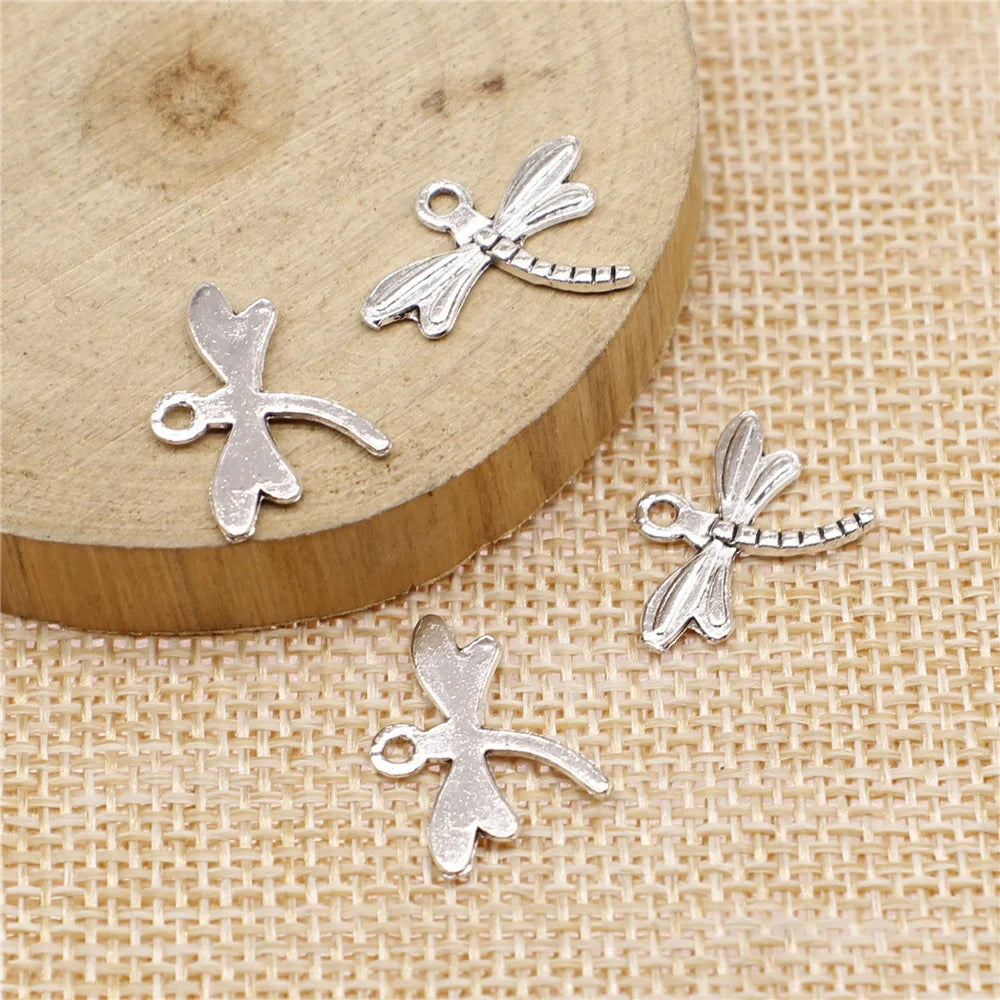 15x18mm 0.6g Antique Silver Zinc Alloy Dragonfly Charm Pendant for Earring Bracelet Jewelry Making