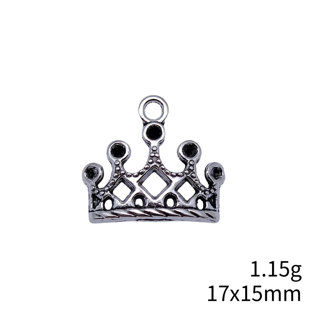 17x15mm 1.15g Antique Silver Zinc Alloy Crown Charm Pendant for DIY Vintage Jewelry Making