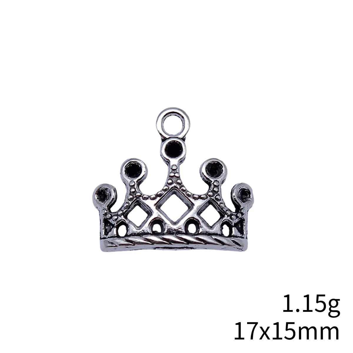17x15mm 1.15g Antique Silver Zinc Alloy Crown Charm Pendant for DIY Vintage Jewelry Making
