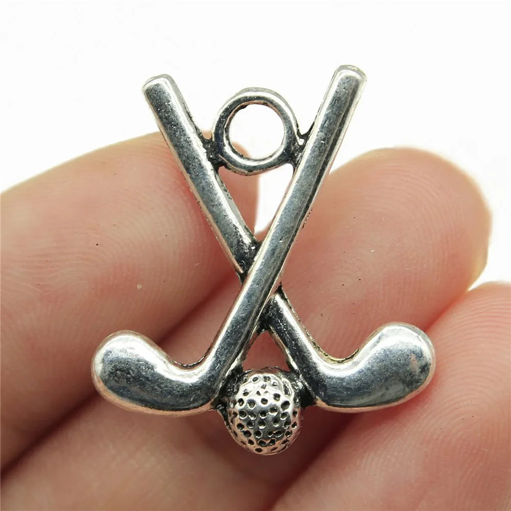 25x22mm 2.1g Antique Silver Zinc Alloy Golf Club Charm Pendant for DIY Necklace Bracelet Jewelry