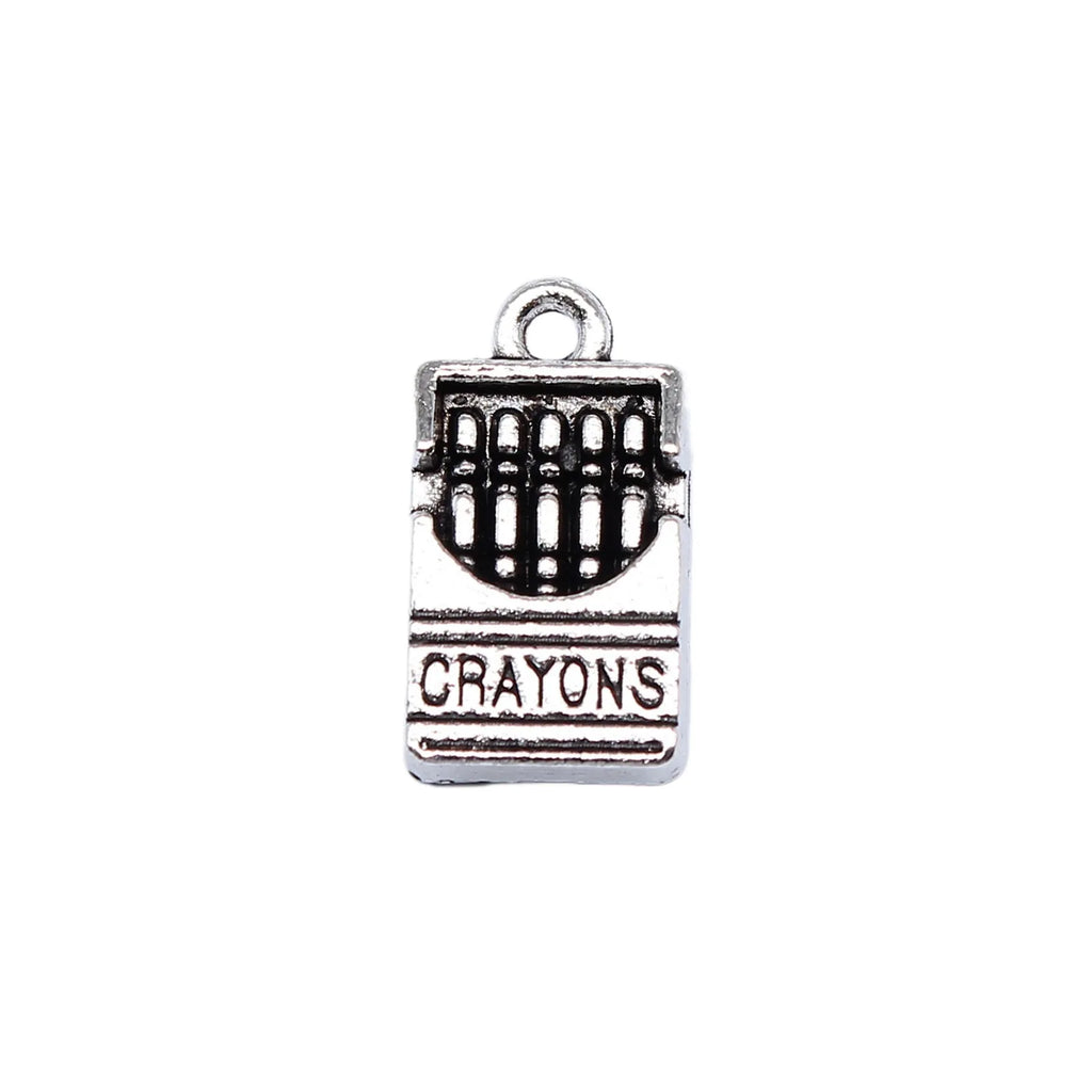 17x9mm 2g Antique Silver Zinc Alloy Crayon Charm Pendant for DIY School Theme Jewelry Making
