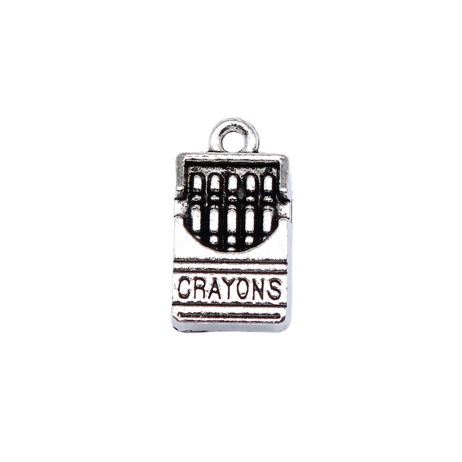 17x9mm 2g Antique Silver Zinc Alloy Crayon Charm Pendant for DIY School Theme Jewelry Making