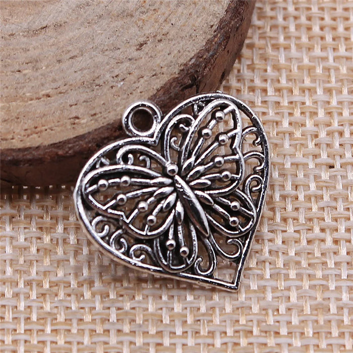 22x22mm 1.8g Multicolor Zinc Alloy Heart Butterfly Charm Pendant for DIY Necklace Bracelet Making