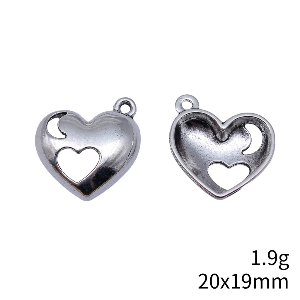 20x19mm 1.9g Antique Silver Zinc Alloy Moon Heart Charm Pendant for DIY Bracelet Necklace Jewelry