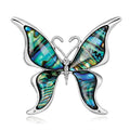 Elegant Butterfly Mother Of Pearl Shell Rhinestone Brooch, Silver Alloy Lapel Pin Corsage Gift For Women