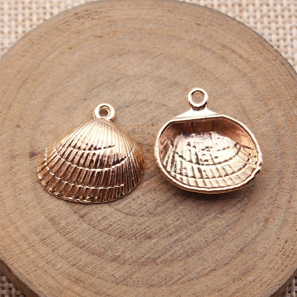 19x18mm 1.8g KC Gold Plated Zinc Alloy Shell Charm Pendant for DIY Necklace and Bracelet Making