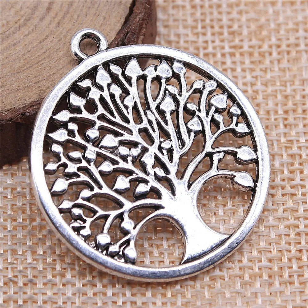 38x34mm 7.8g Zinc Alloy Round Tree of Life Charm Pendant for DIY Necklace Bracelet Jewelry Making