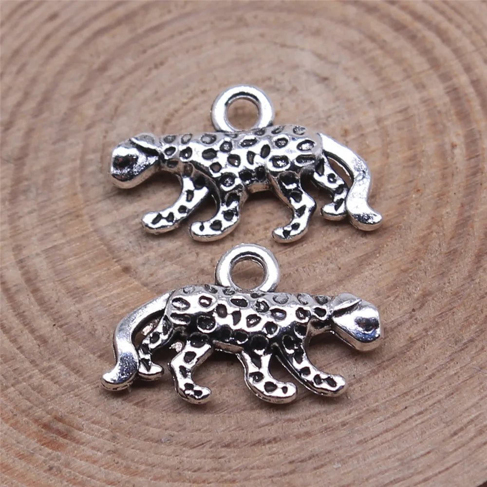 18x11mm 1.1g Antique Silver Zinc Alloy Leopard Charm Pendant for DIY Necklace Bracelet Jewelry Making