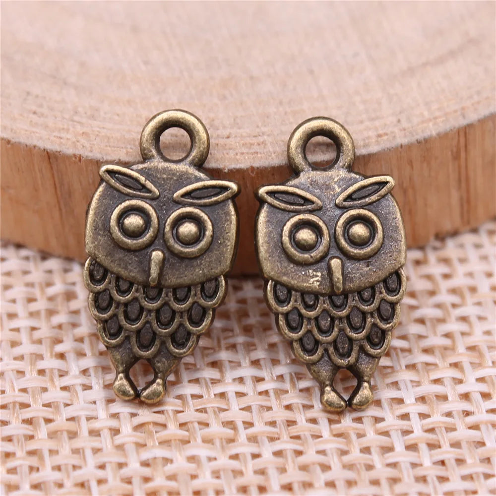 19x9mm 1.2g Multicolor Zinc Alloy Owl Cat Charm Pendant for DIY Necklace Bracelet Jewelry Making