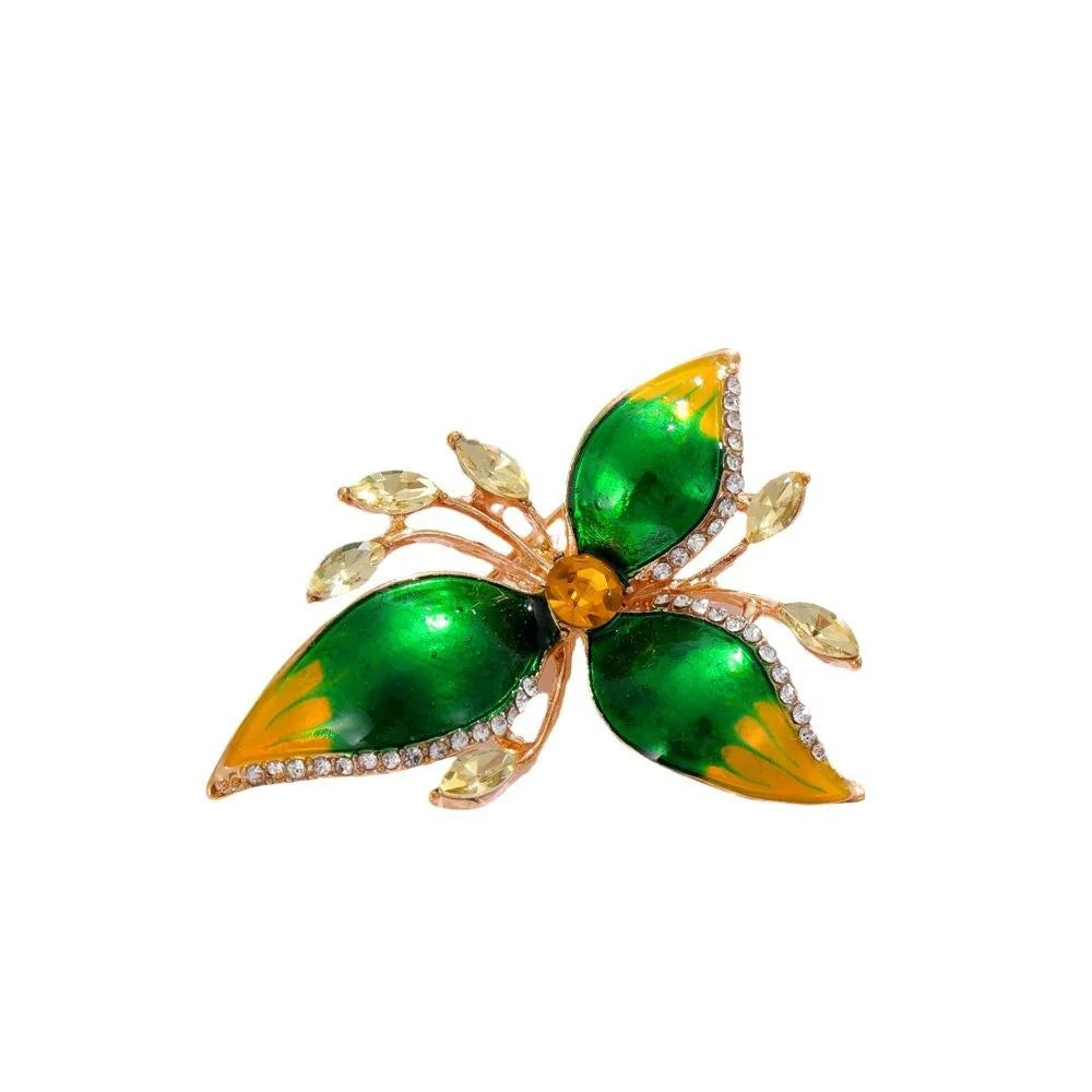 Elegant Bougainvillea Flower Enamel Rhinestone Brooch, Pink Alloy Lapel Pin Corsage Gift For Women