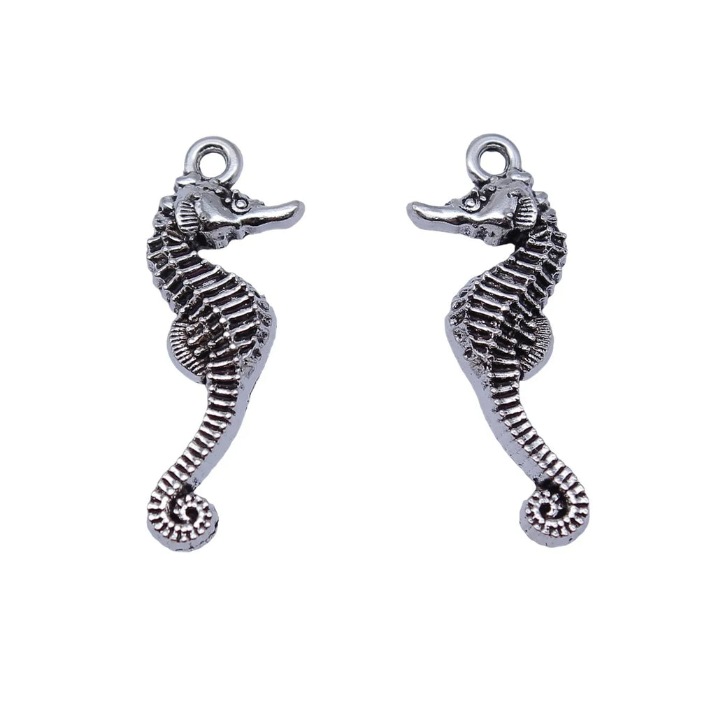 26x9mm 1.9g Antique Silver Finish Zinc Alloy Seahorse Charm Pendant for Bracelet Necklace DIY