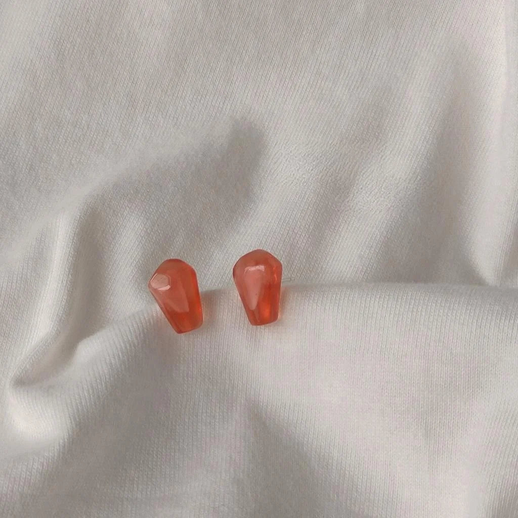 Cute Pomegranate Seed Resin Stud Earrings Silver Plated Pin Small Creative Custom Jewelry