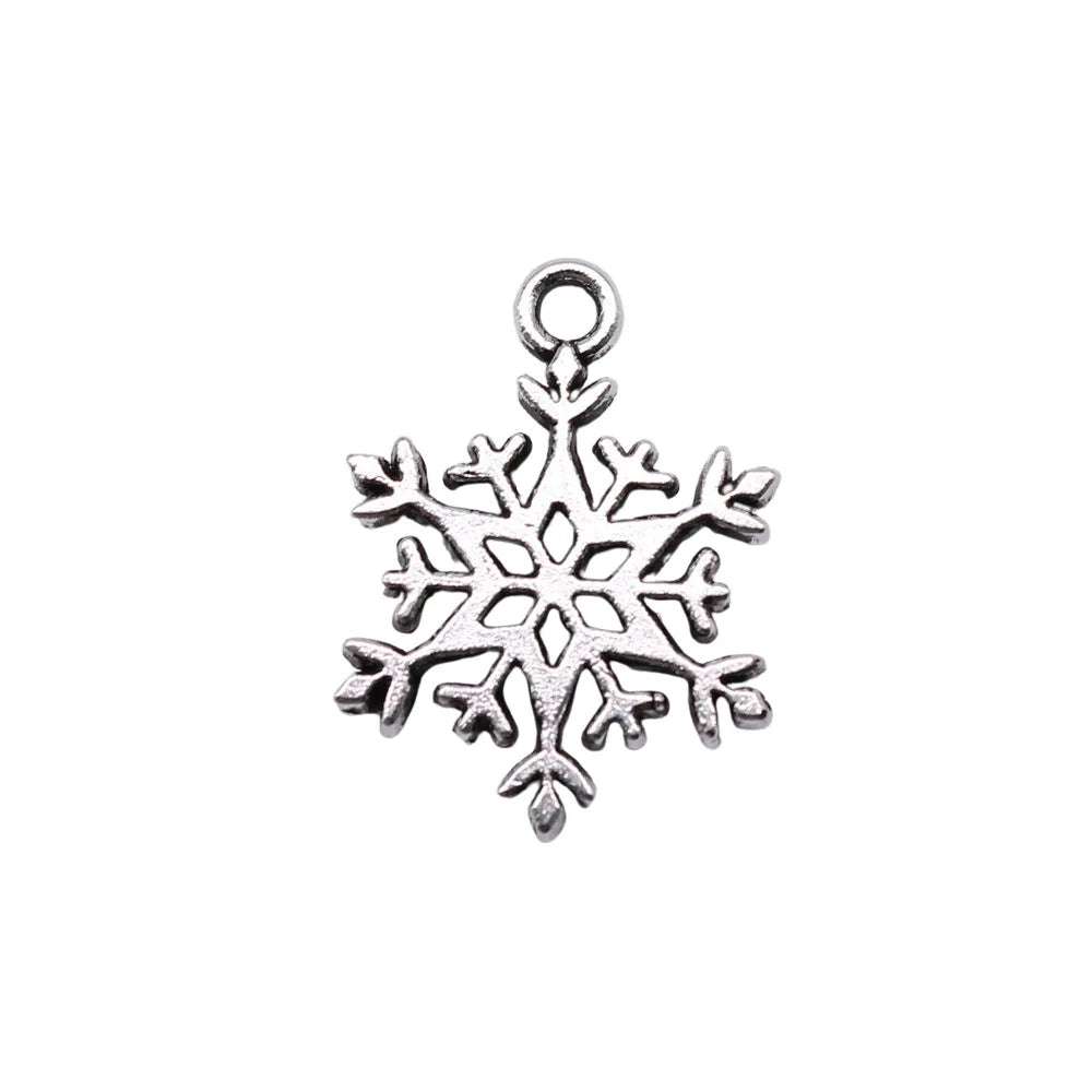 21x16mm 1.5g Antique Silver Zinc Alloy Snowflake Charm Pendant for Christmas DIY Jewelry Making