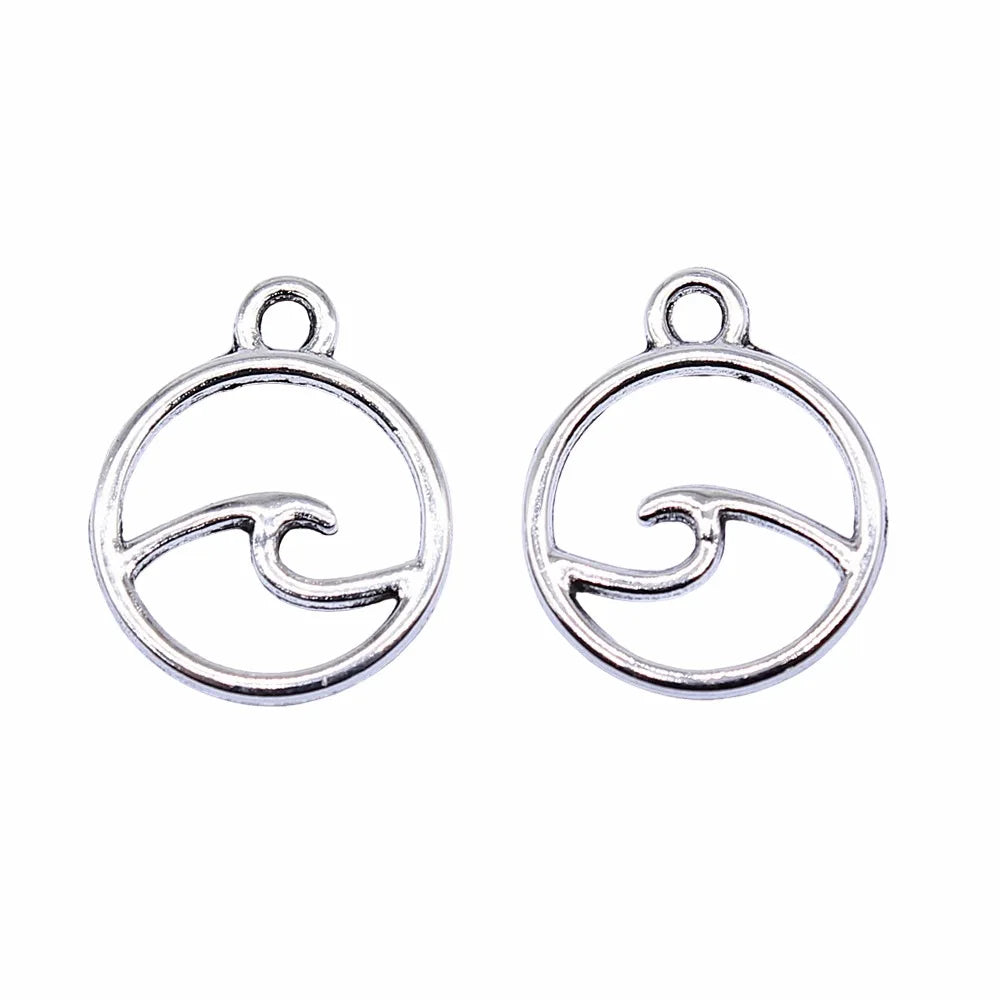 12x12mm 0.4g Multicolor Zinc Alloy Ocean Wave Charm Pendant for DIY Handmade Jewelry Making