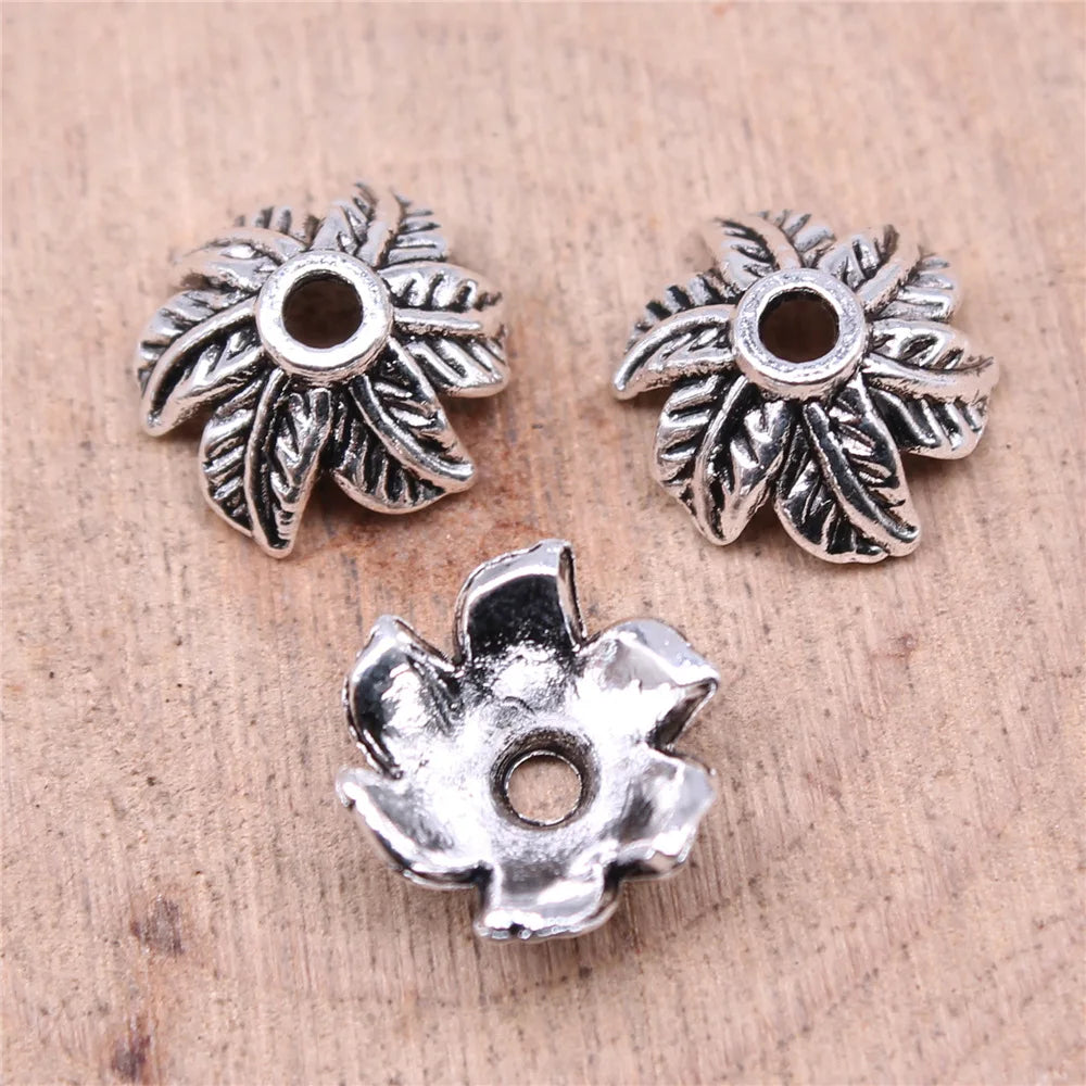 11x5mm 0.8g Antique Silver Zinc Alloy Leaf Bead Cap Pendant Charm for DIY Jewelry Making