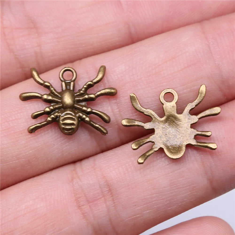 14x19mm 1.4g Antique Silver Zinc Alloy Spider Charm Pendant for DIY Necklace Bracelet Jewelry Making