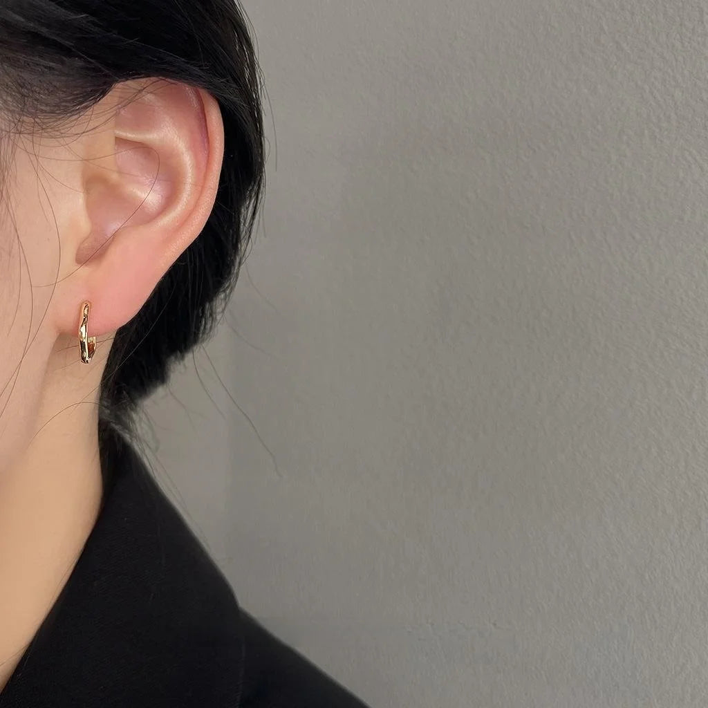 14K Gold Plated Copper Cloud Stud Earrings Minimalist Irregular Geometric Light Luxury Jewelry