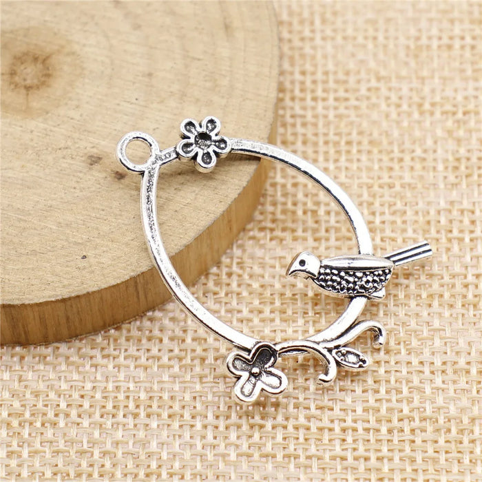 39x30mm 3.1g Multicolor Zinc Alloy Flower Bird Earring Charms for DIY Earrings Jewelry Making
