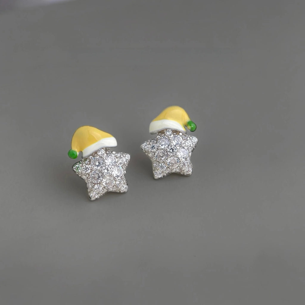 Original Designer Star Stud Earrings Micro Pave Zircon Enamel Eco-Friendly Copper Fresh Style Jewelry