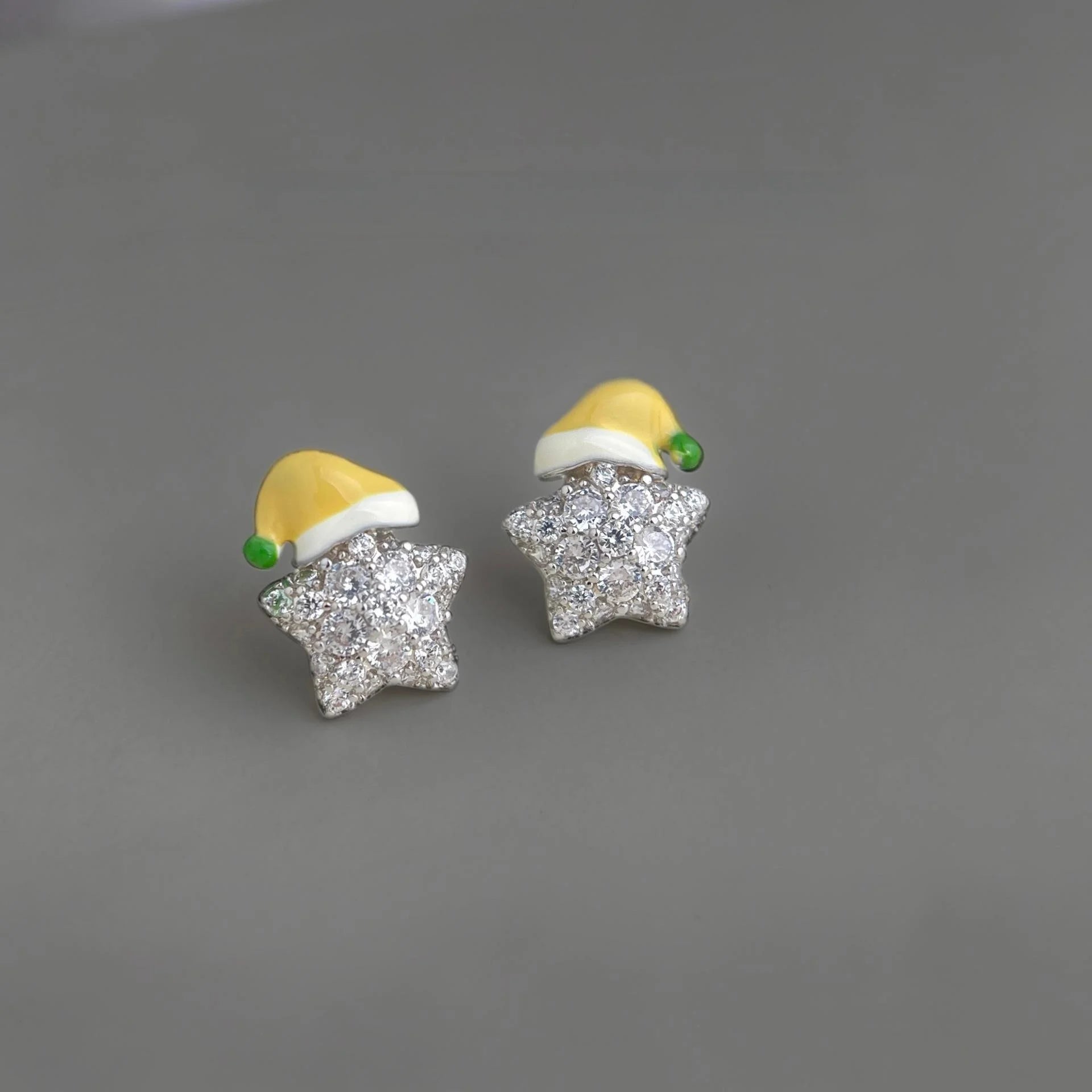 Original Designer Star Stud Earrings Micro Pave Zircon Enamel Eco-Friendly Copper Fresh Style Jewelry