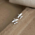 Copper Zircon Airplane Stud Earrings Style Geometric Designer Ear Jewelry