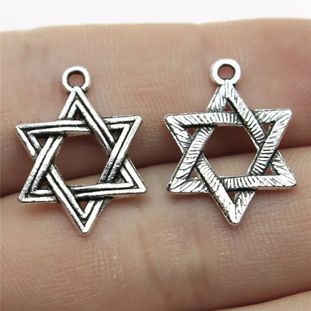 20x15mm 1g Antique Silver Zinc Alloy Hexagram Charm Pendant for DIY Necklace Bracelet Making
