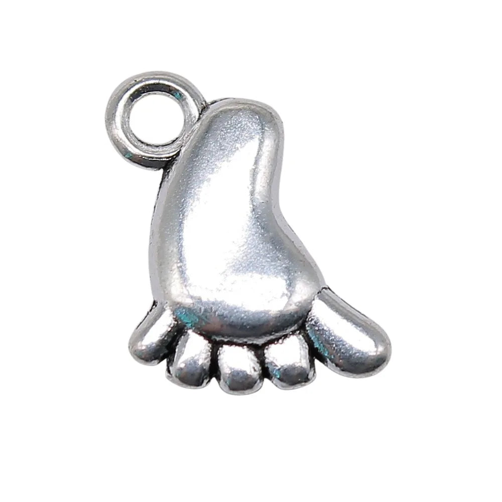 14x10mm 1.1g Antique Silver Zinc Alloy Little Footprint Charm Pendant for DIY Baby Theme Jewelry