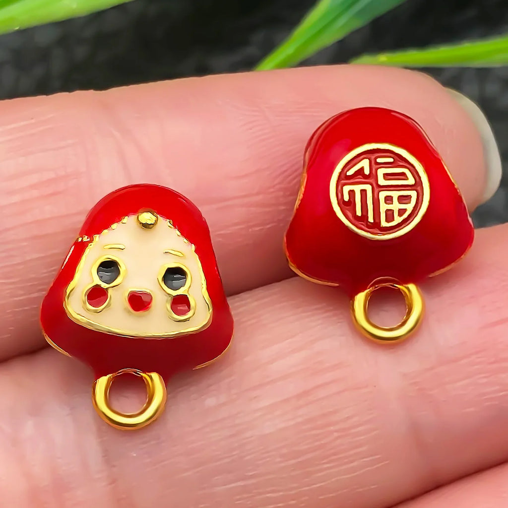 Enamel Zinc Alloy Smiley Zongzi Spacer Beads Bead for DIY Dragon Boat Festival Jewelry