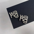 Rhinestone Letter Stud Earrings Silver Plated Post Sweet Cool Minimalist Fashion Jewelry