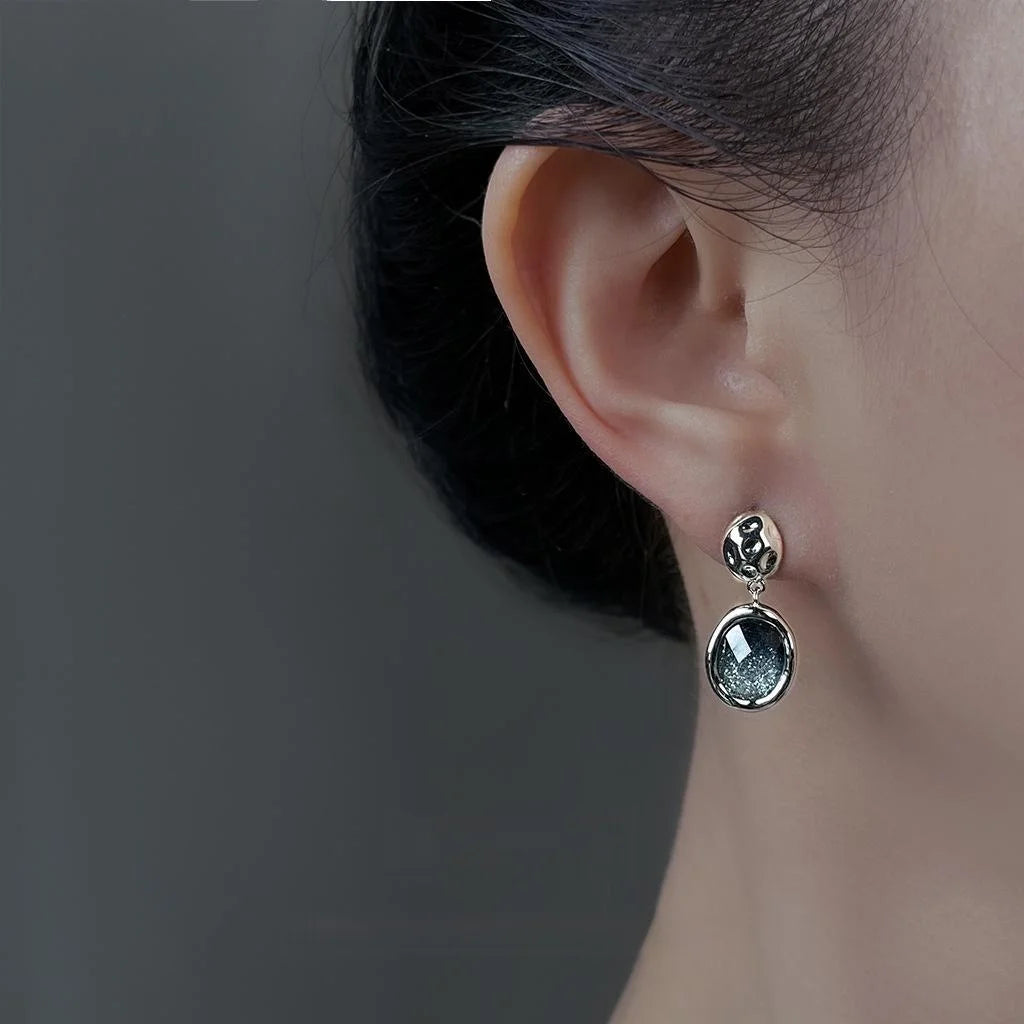 Light Luxury Starry Sky Geometric Round Resin Copper Drop Earrings
