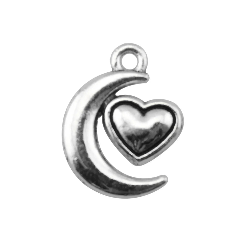18x14mm 1.3g Multicolor Zinc Alloy Heart Moon Charm Pendant for DIY Necklace Bracelet Jewelry Making