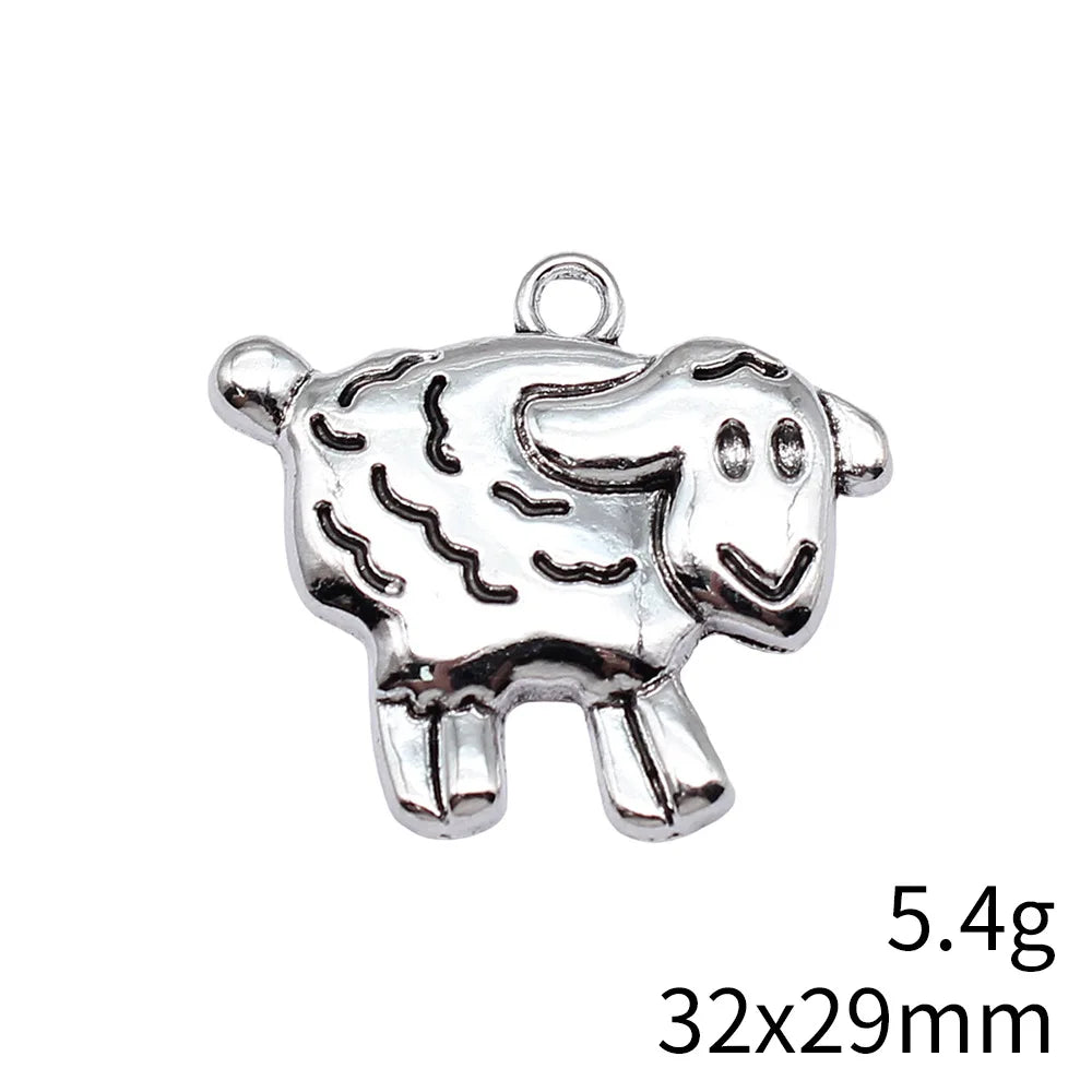 32x29mm 5.4g Antique Silver Zinc Alloy Sheep Charm Pendant for DIY Necklace Bracelet Jewelry Making